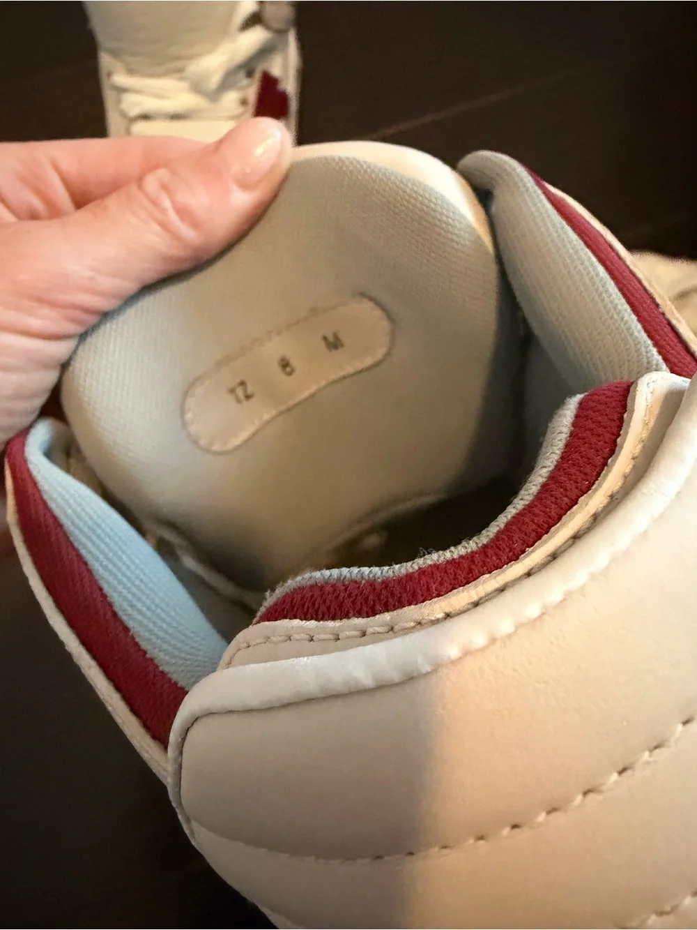 Salvatore Ferragamo Men’s White, Beige & Red Leather Sneakers